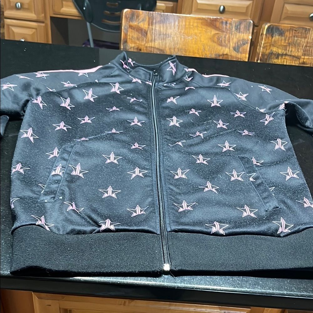 Jeffree Star Black and Pink Varsity Jacket with Ribbed Cuffs